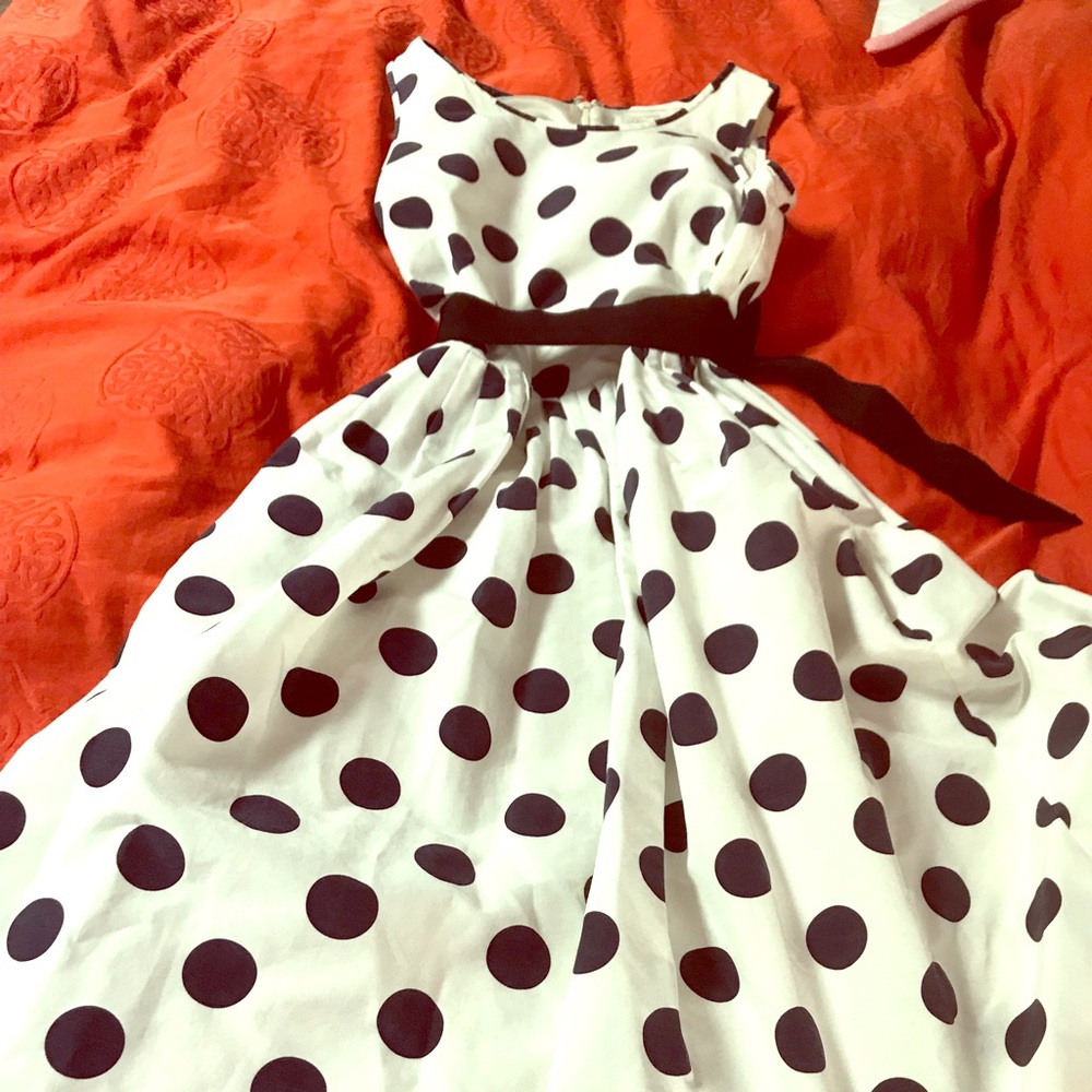 Beautiful Navy dot on white background dress